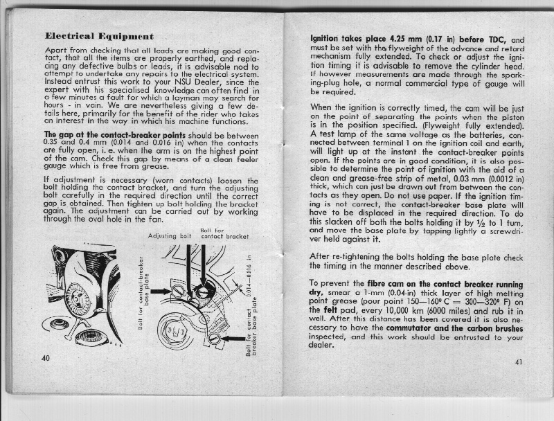NSU Prima Manual, pages 40-41